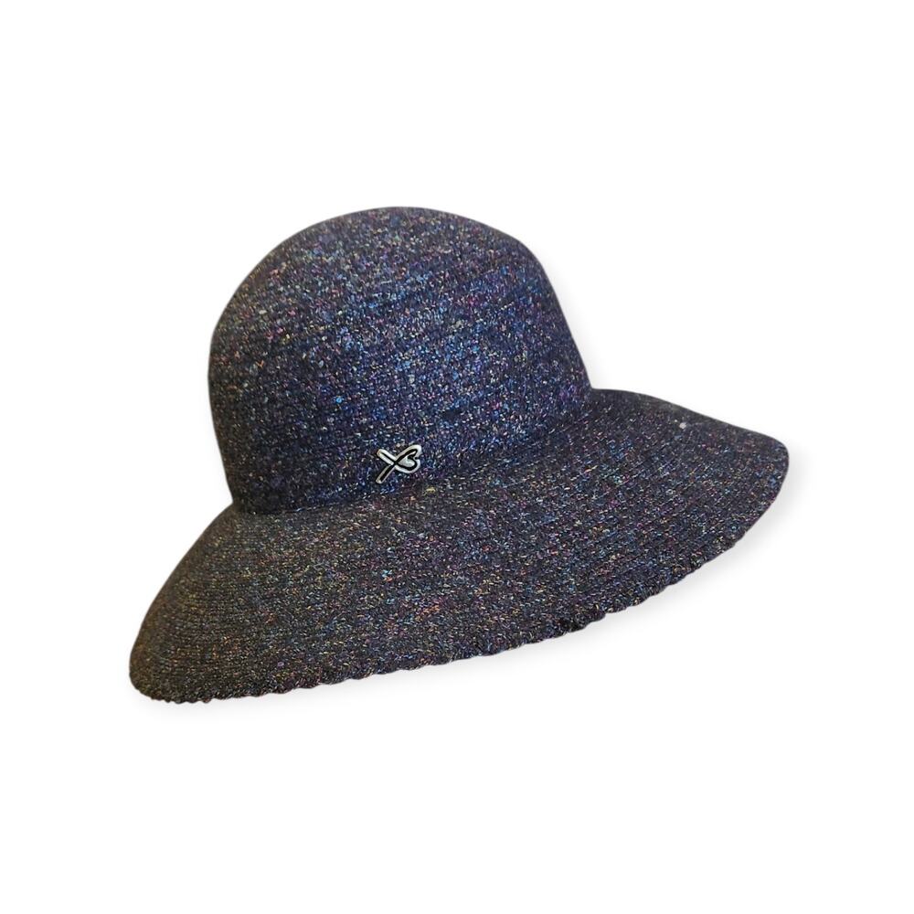 Betmar Wool Blend Black Confetti Speckled Tweed Wide Brim Summer Fall Sun Hat
